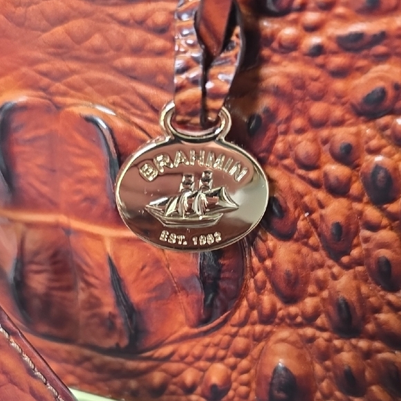 Brahmin Rich Brown Crocodile Embossed Satchel Set - Picture 2 of 15